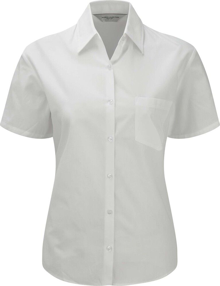 Russell Collection RU937F - Puur Katoenen Easy Care Poplin Overhemd Met Korte Mouwen