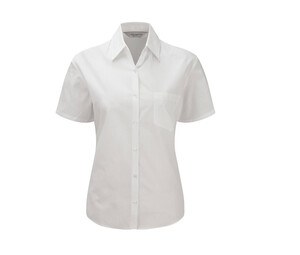 Russell Collection JZ37F - Puur Katoenen Easy Care Poplin Overhemd Met Korte Mouwen