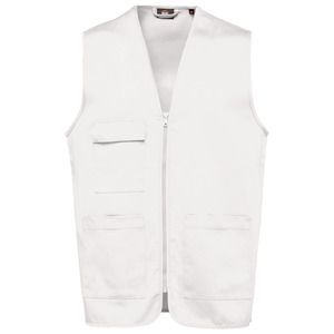 WK. Designed To Work WK608 - Unisex gilet in polykatoen met veel zakken Wit