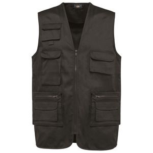 WK. Designed To Work WK609 - Gevoerd unisex gilet in polykatoen met veel zakken Donkergrijs