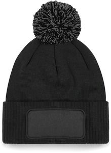 Beechfield B443 - SNOWSTAR® PATCH BEANIE Zwart / Grafietgrijs