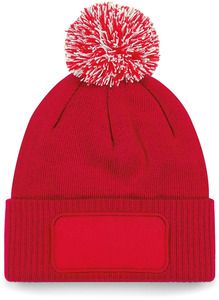 Beechfield B443 - SNOWSTAR® PATCH BEANIE Klassiek rood/gebroken wit