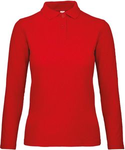 B&C CGPWI13 - ID.001 Damespolo met lange mouwen Rood