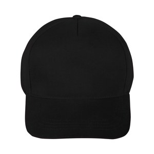 EgotierPro 39090 - Katoenen 5-Panel Cap met Verstelbare Velcro FIRST-CLASS Zwart