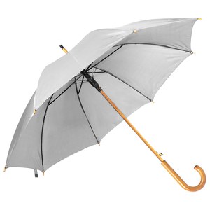 EgotierPro 39529 - Automatische Paraplu 190T Polyester, Houten Handvat CLOUDY Wit