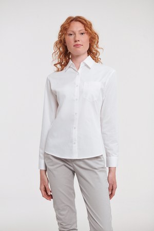 Russell Collection RU936F - Puur Katoenen Easy Care Poplin Overhemd Met Lange Mouwen